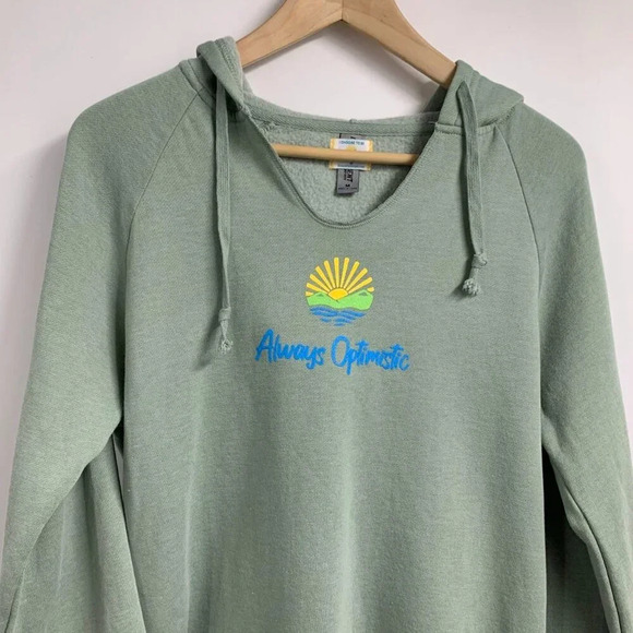 Always Optimistic Men's Mountain Sunrise Curved Hem‎ Long Sleeve Hoodie Size M - Picture 4 of 14